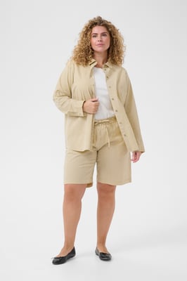 Shorts Loose fit Chincilla / White stripe beige