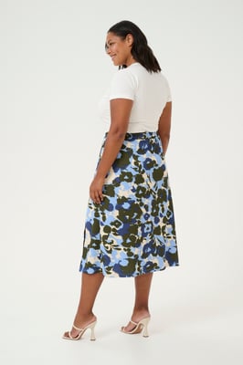 Rock A-shape Blue_Blurry Flower Print blue multi