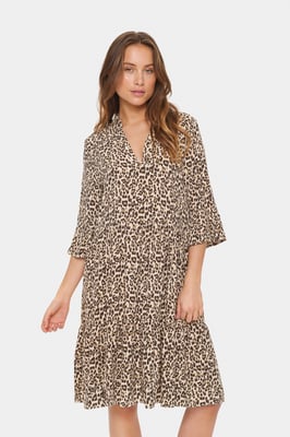 Kleid Casual fit Creme Leopard Strokes animal