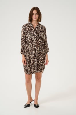 Langarm - Hemd Loose fit Naturel Leopard Print