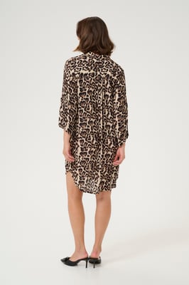Langarm - Hemd Loose fit Naturel Leopard Print
