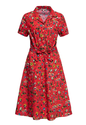 Queen Kerosin Damen Swingkleid Western Oldschool rot