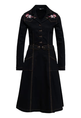 Queen Kerosin Damen Denim Swing Kleid schwarz