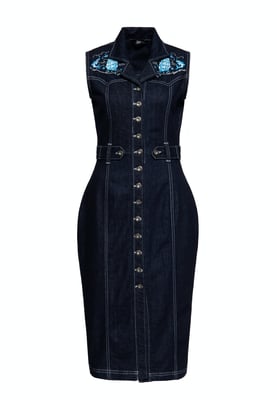 Queen Kerosin Damen Denim Bleistiftkleid Denim