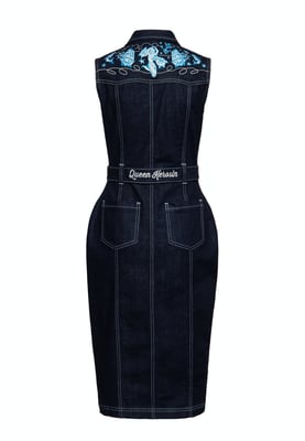 Queen Kerosin Damen Denim Bleistiftkleid Denim