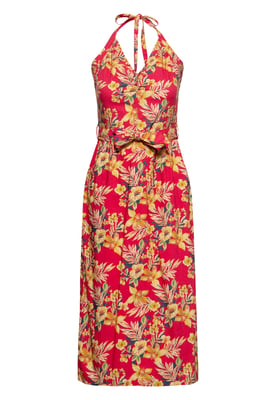 Queen Kerosin Damen Neckholder Pencil Kleid Hawaii Red rot