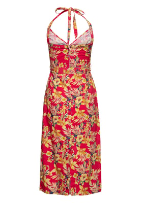 Queen Kerosin Damen Neckholder Pencil Kleid Hawaii Red rot