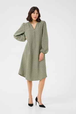 Langarm-Bluse Regular fit Vetiver w. Deep Black Dot green
