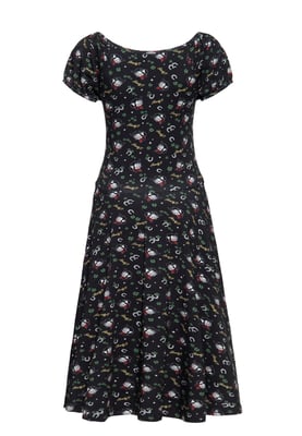 Queen Kerosin Damen Allover-Print Swingkleid Howdy black