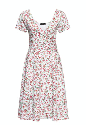 Queen Kerosin Damen Swing Kleid in Wickel-Optik weiß