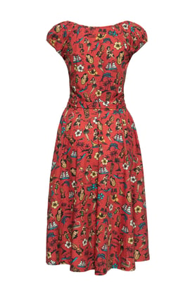 Queen Kerosin Damen Swing Kleid Hawaii rot