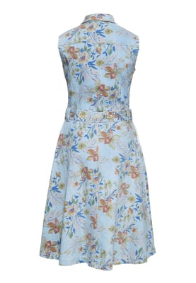 Queen Kerosin Damen Denim Workwear Swing Kleid Hawaii hellblau