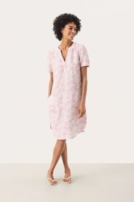 Kleid Gerade Passform pink white