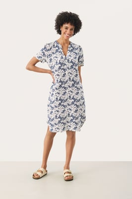 Kleid Gerade Passform white blue