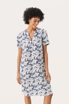 Kleid Gerade Passform white blue