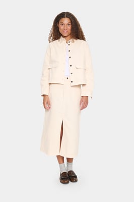 Jeansjacke Lockere Passform Creme