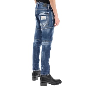 Dsquared2 Tidy Biker Jean Paint Splash verstärkte zerrissene blaue Jeans