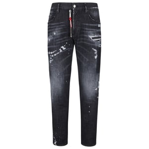 Dsquared2 Skater Jean Ripped Thighs Paint Splatter Black Wash Jeans