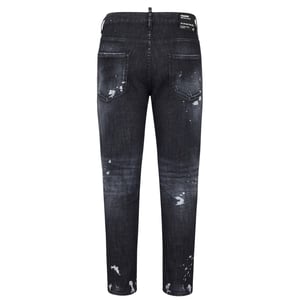 Dsquared2 Skater Jean Ripped Thighs Paint Splatter Black Wash Jeans