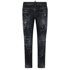 Dsquared2 Tidy Biker Jean Paint Splash verstärkte zerrissene schwarze Jeans