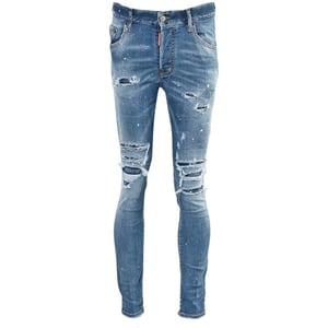 Dsquared2 Super Twinky Jean Paint Splash verstärkte zerrissene blaue Jeans