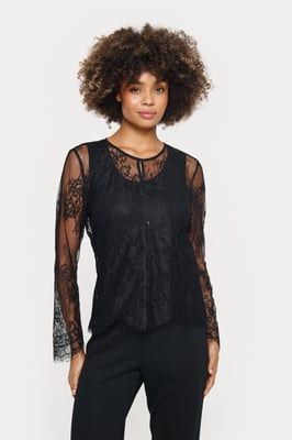 Langarmshirt in Regular Fit Schwarz black
