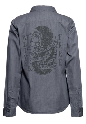 Queen Kerosin Damen Baumwollbluse grau