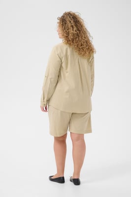 Langarm - Hemd Loose fit Chincilla / White stripe beige