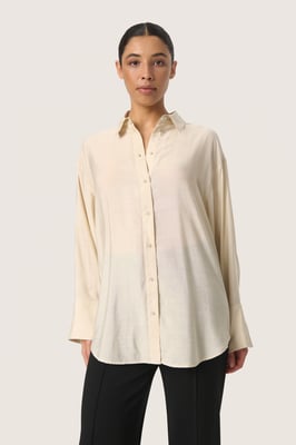 Langarm - Hemd Lockere Passform Oatmeal cream