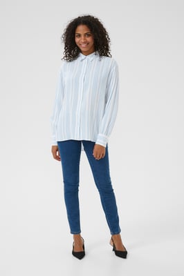 Langarm - Hemd Loose fit Chalk/Soft Chambray Stripe white blue