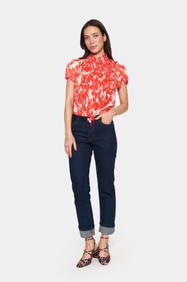 Langarmshirt Reguläre Passform Poinciana Wasserblüten orange