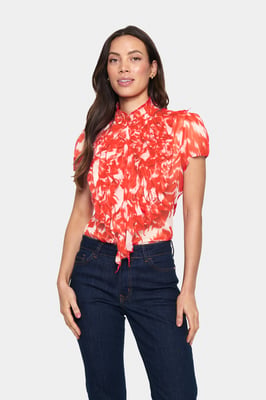 Langarmshirt Reguläre Passform Poinciana Wasserblüten orange