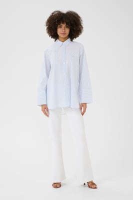 Langarm - Hemd Loose fit Blue/white Stripe blue white