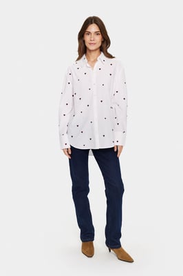 Langarm - Hemd Oversize fit Ice Burgundy Harts white