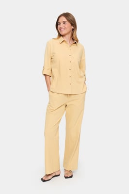 Langarm - Hemd Gerade Passform Croissant beige