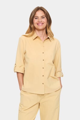 Langarm - Hemd Gerade Passform Croissant beige