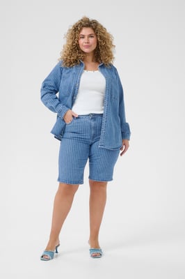 Kurzarmhemd Loose fit Medium Blue Denim Pinstripe blue
