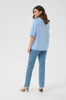 T-shirt Oversize fit Vista Blue W. Chalk Embroidery light blue