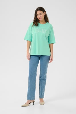 T-shirt Oversize fit Pool Blue W. Chalk Embroidery light blue