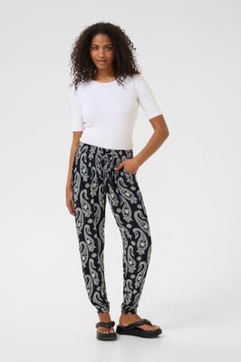 Pants Suiting Regular fit Black / Chalk Paisley black offwhite