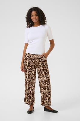 Casual Hose Loose fit Naturel Leopard Print