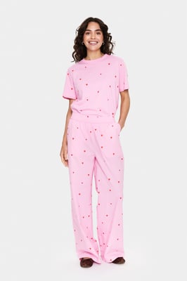 Lässige Hose, lockerer Schnitt, Bonbon-Feuerherzen pink