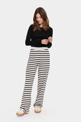 Casual Hose Gerade Passform Gray Morn Mila Stripe black offwhite