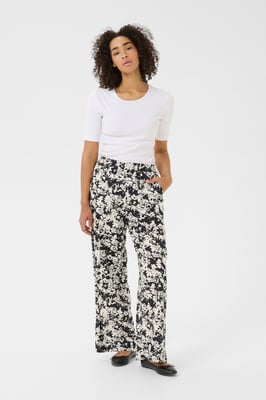 Casual Hose Regular fit Black/Turtledove Flower Print black
