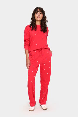 Casual Hose Gerade Passform Viva Magenta Bonbon Harts red