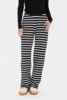 Casual Hose Gerade Passform Black Mila Stripe
