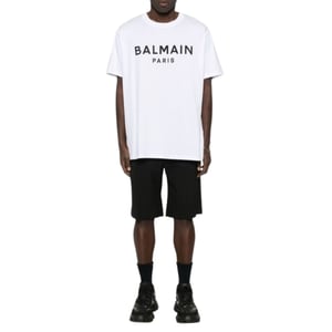 Balmain Paris - Weißes T-Shirt mit auffälligem Markenlogo