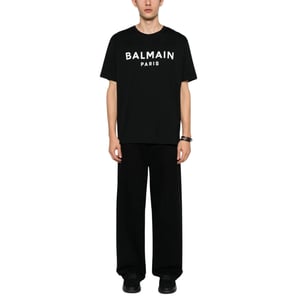 Balmain Paris - Schwarzes T-Shirt mit auffälligem Markenlogo