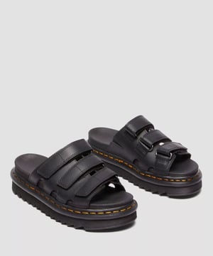 Dr. Martens Raine Athena Damen Schwarze Lederschlappen