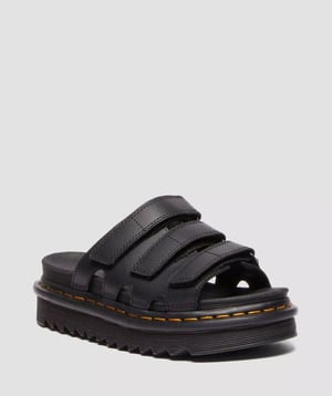 Dr. Martens Raine Athena Damen Schwarze Lederschlappen